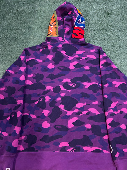 Bape purple camo shark hoodie