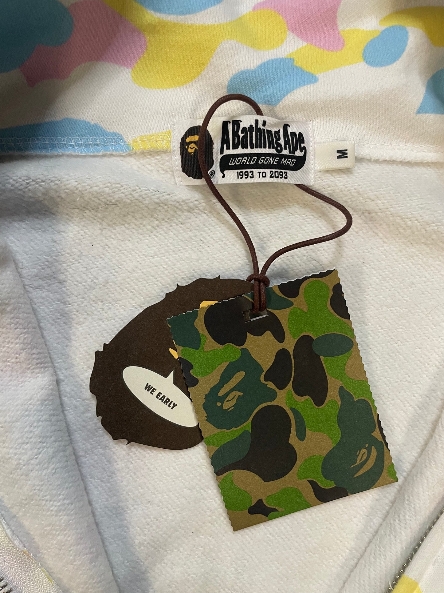 Bape white multi camo cotton candy shark hoodie