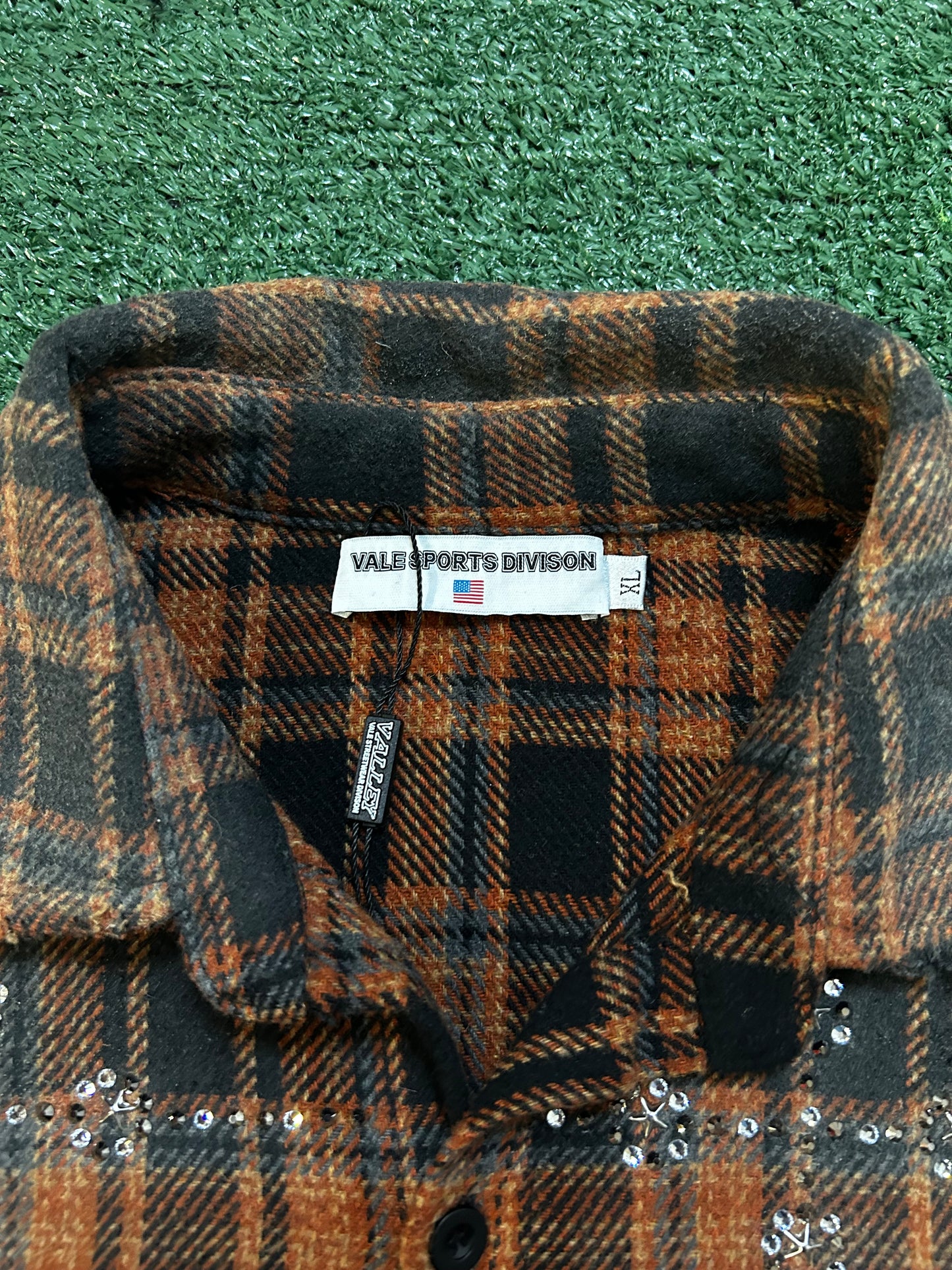 Vale Valley dreams pumpkin rhinestone flannel