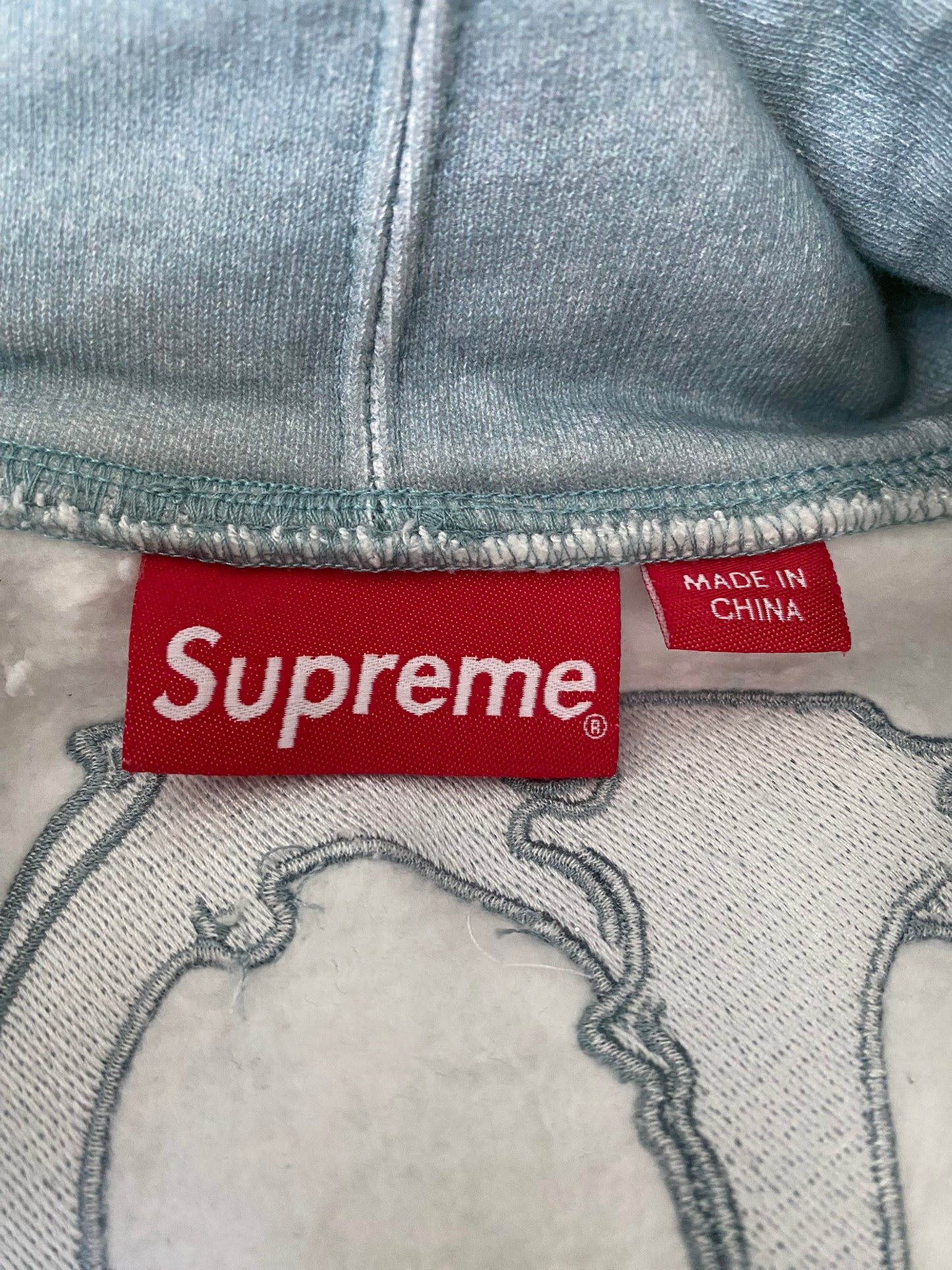 Supreme skulls zip up hoodie light slate