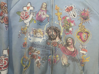 We Are Righteous Risen King Zip Up blue Hoodie