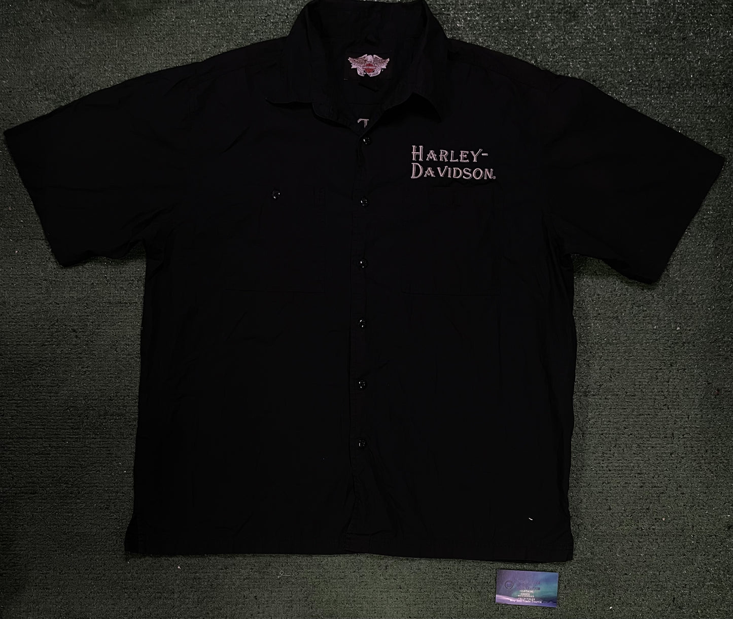 Vintage 1990s Harley Davidson eagle embroidered button up