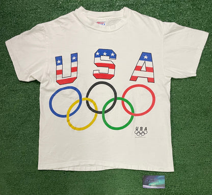 Vintage 1990s USA Olympic rings tee