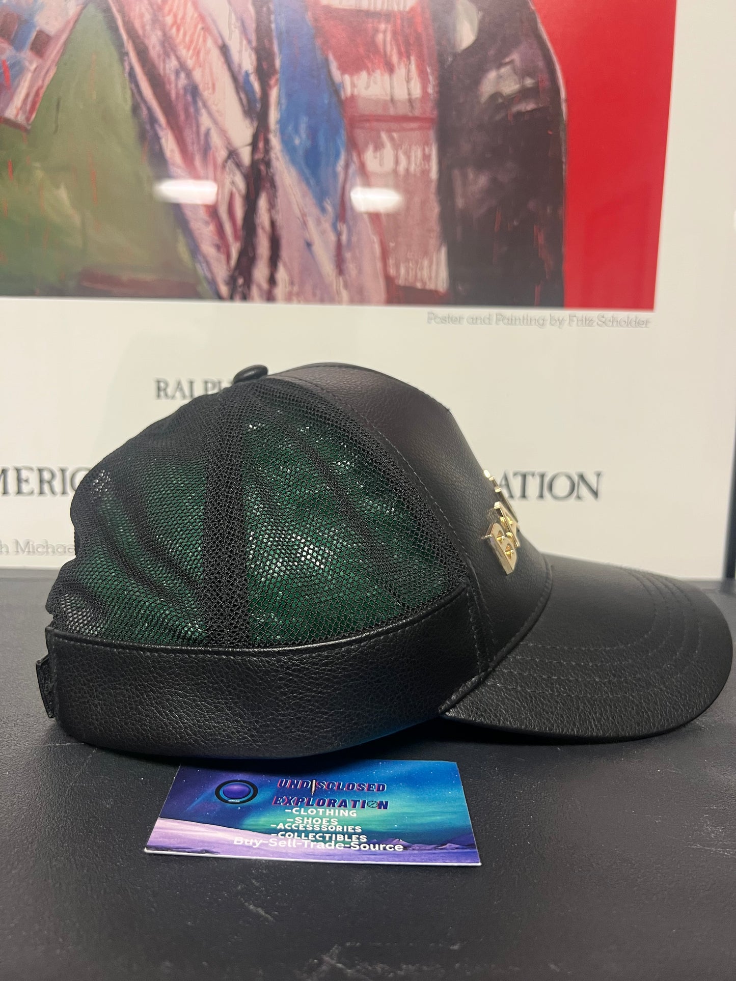 balmain black leather hat