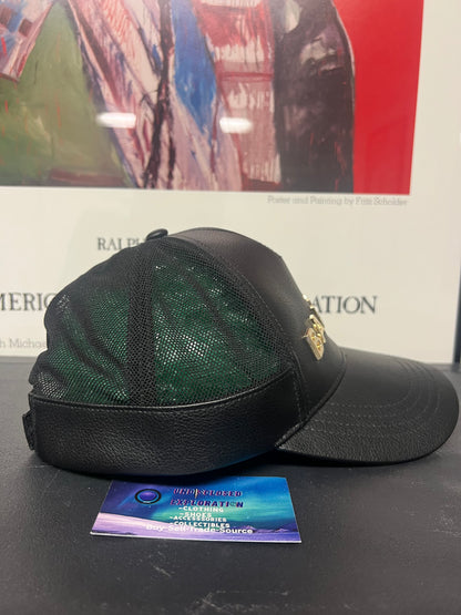 balmain black leather hat
