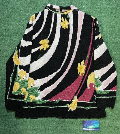 vintage 1990s Alberto Makali plissé button-up blouse