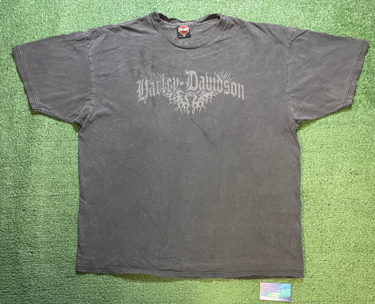 Vintage 2000s Harley Davidson grey wings tee
