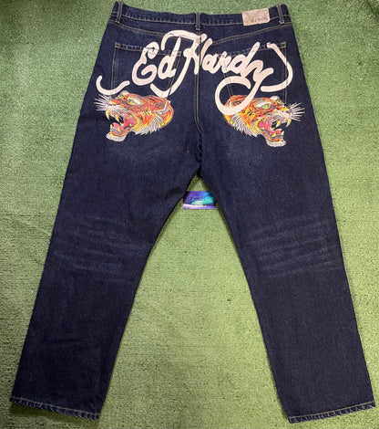 Ed Hardy dark blue tiger jeans