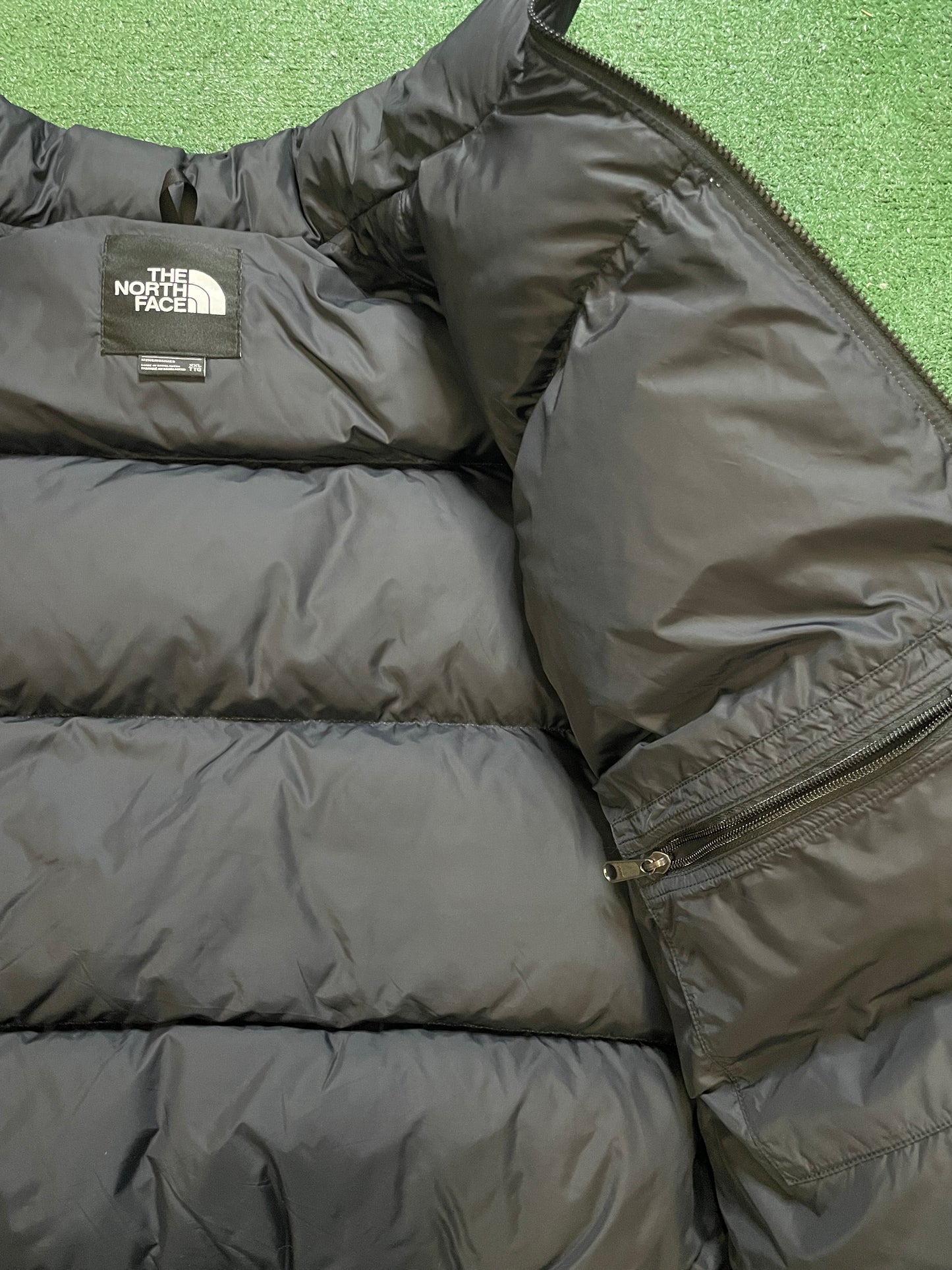 The North Face Nuptse 700 blue and white jacket