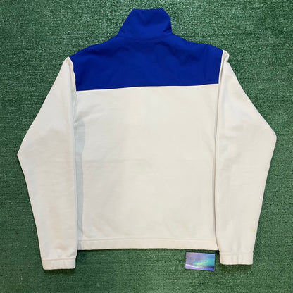 North face half zip fleece white and blue