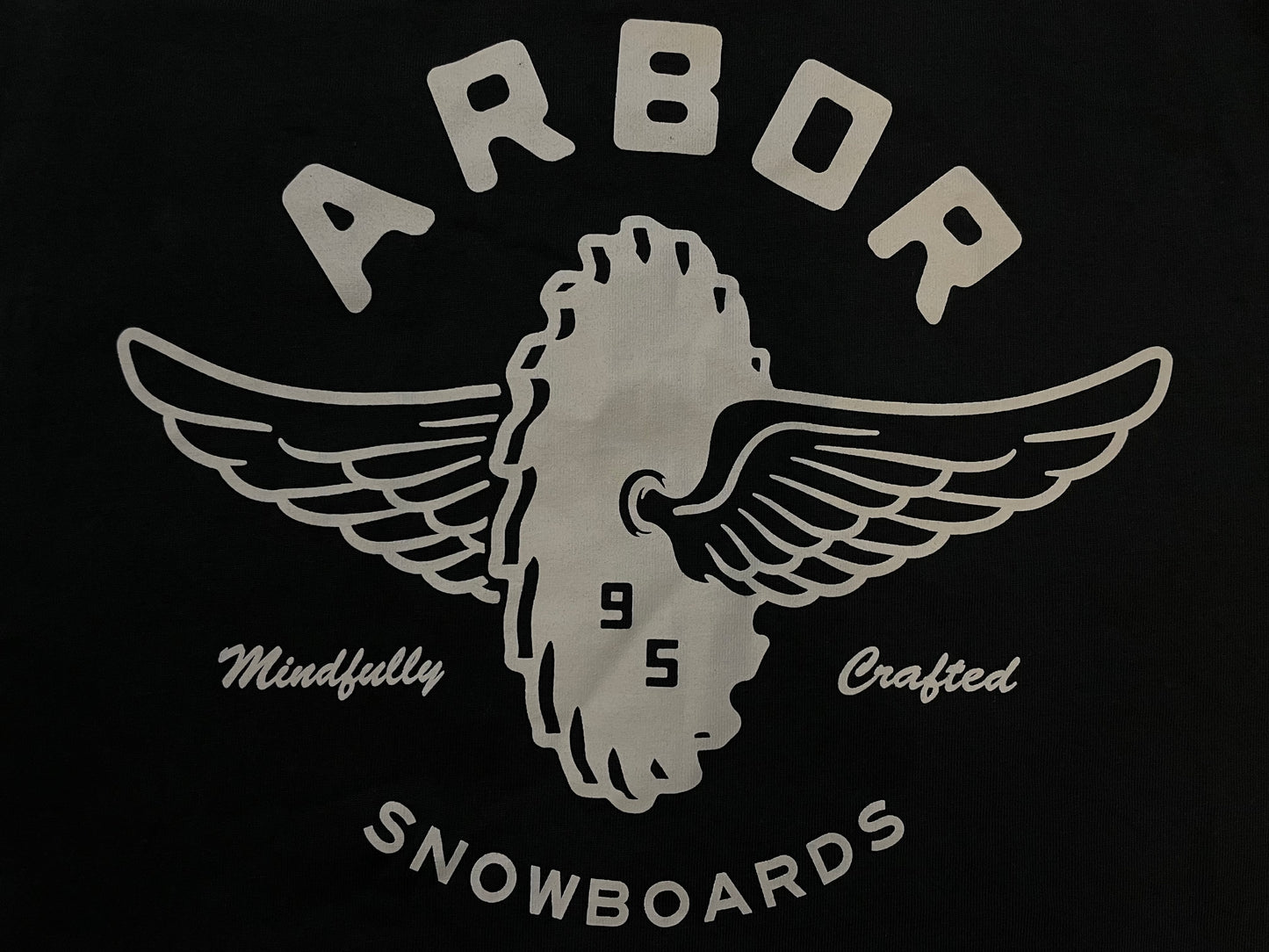 Arbor snowboards black and white tee