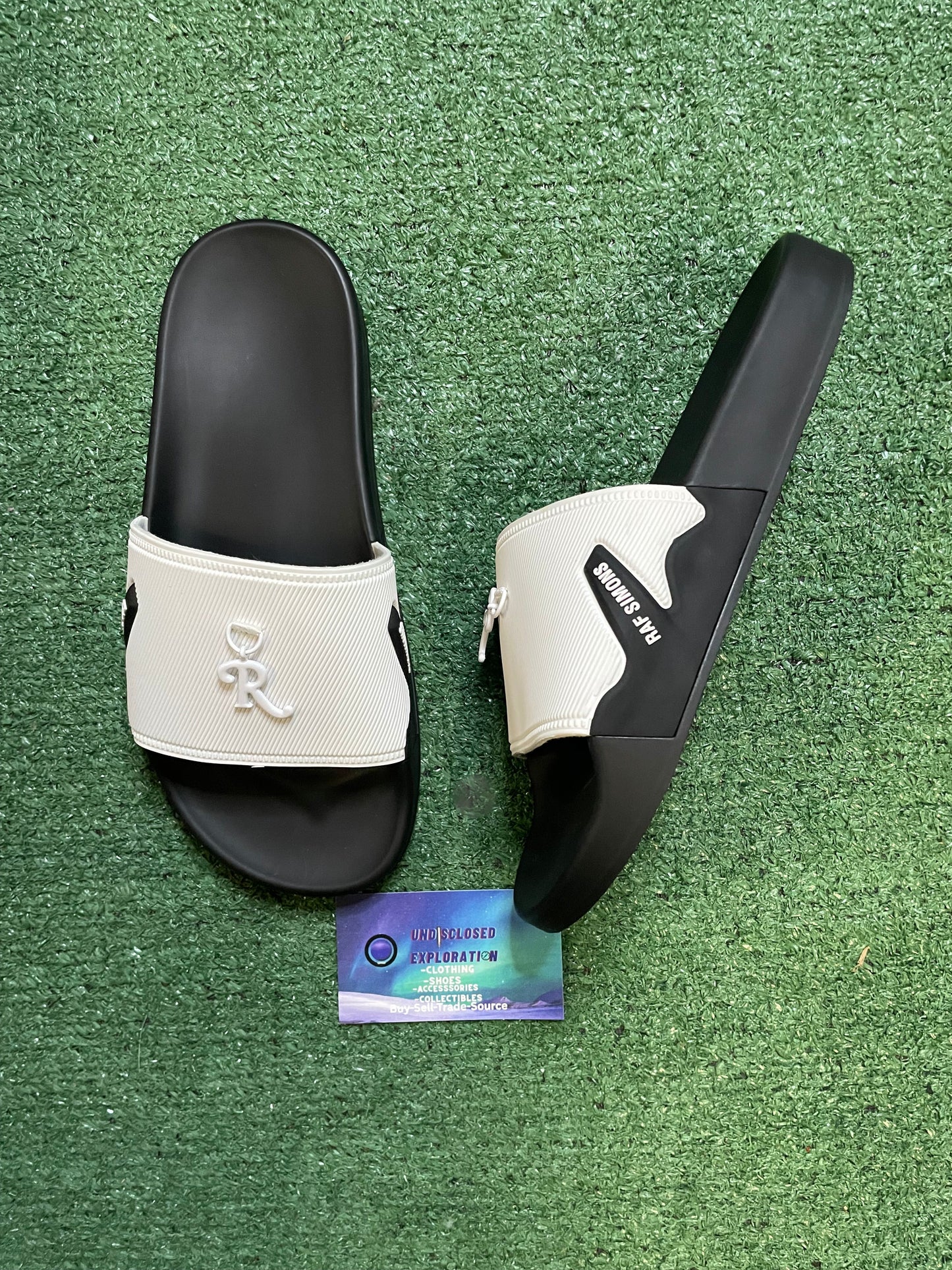 Raf Simons black and white astra slides