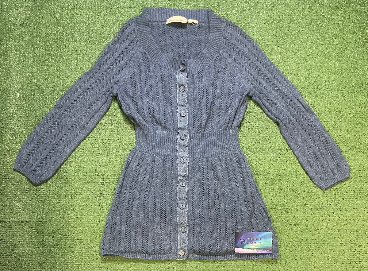 Vintage 2000s DKNY Jeans light blue babydoll cardigan