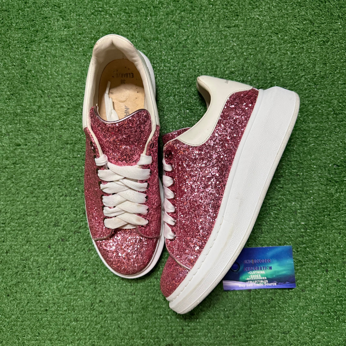 Alexander McQueen Oversized Sneaker Pink Glitter 38 EU/ 5 US “Preowned”