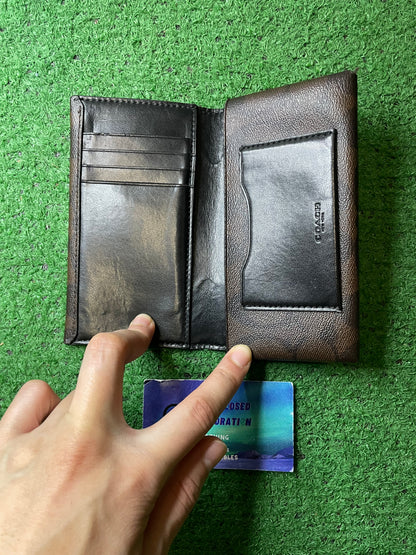 COACH Brown Monogram Leather Wallet
