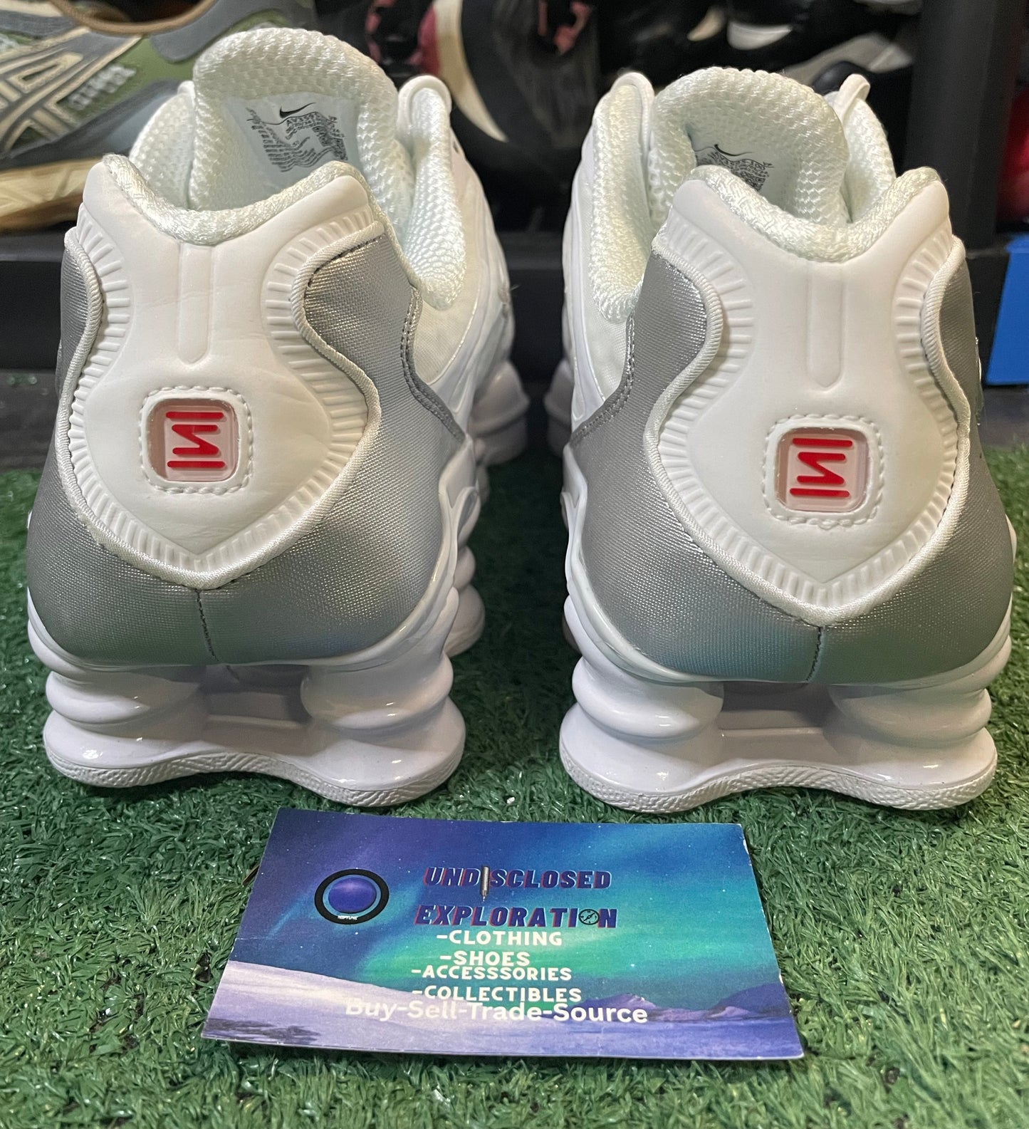 Nike Shox white metallic silver