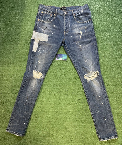 Purple Brand paint splatter jeans