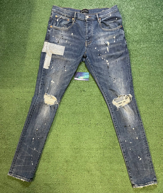 Purple Brand paint splatter jeans