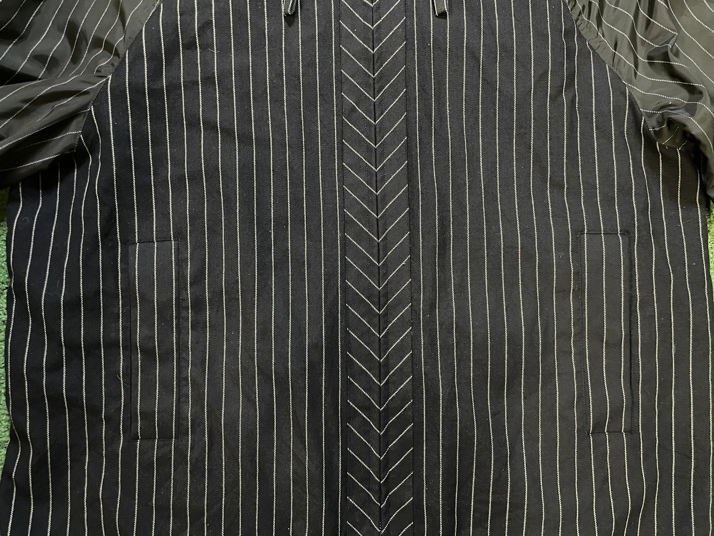 Burberry navy and white pinstripe jacket