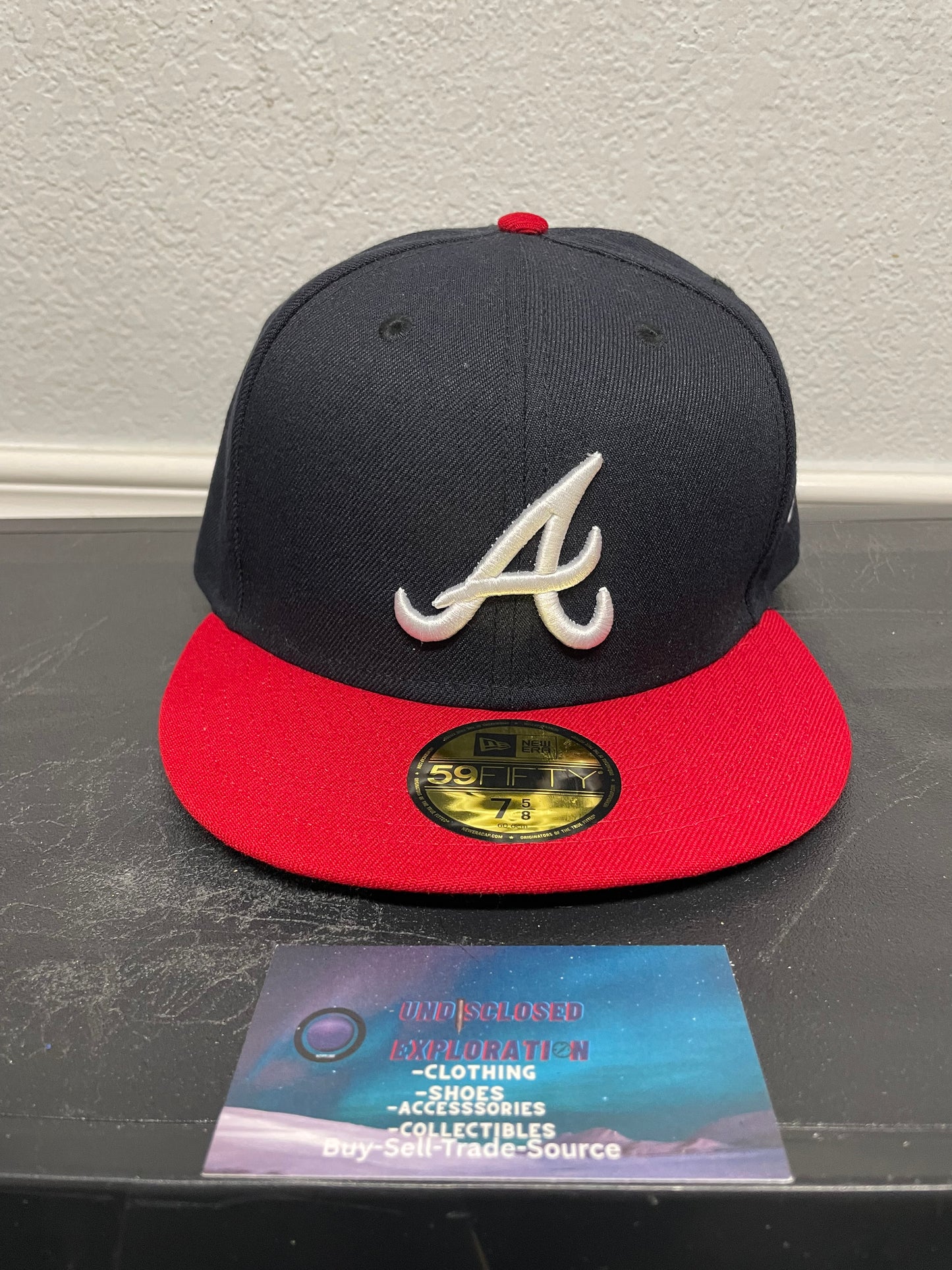 Atlanta Braves new era navy & red fitted hat
