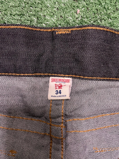 True Religion dark wash  gold stitch jeans