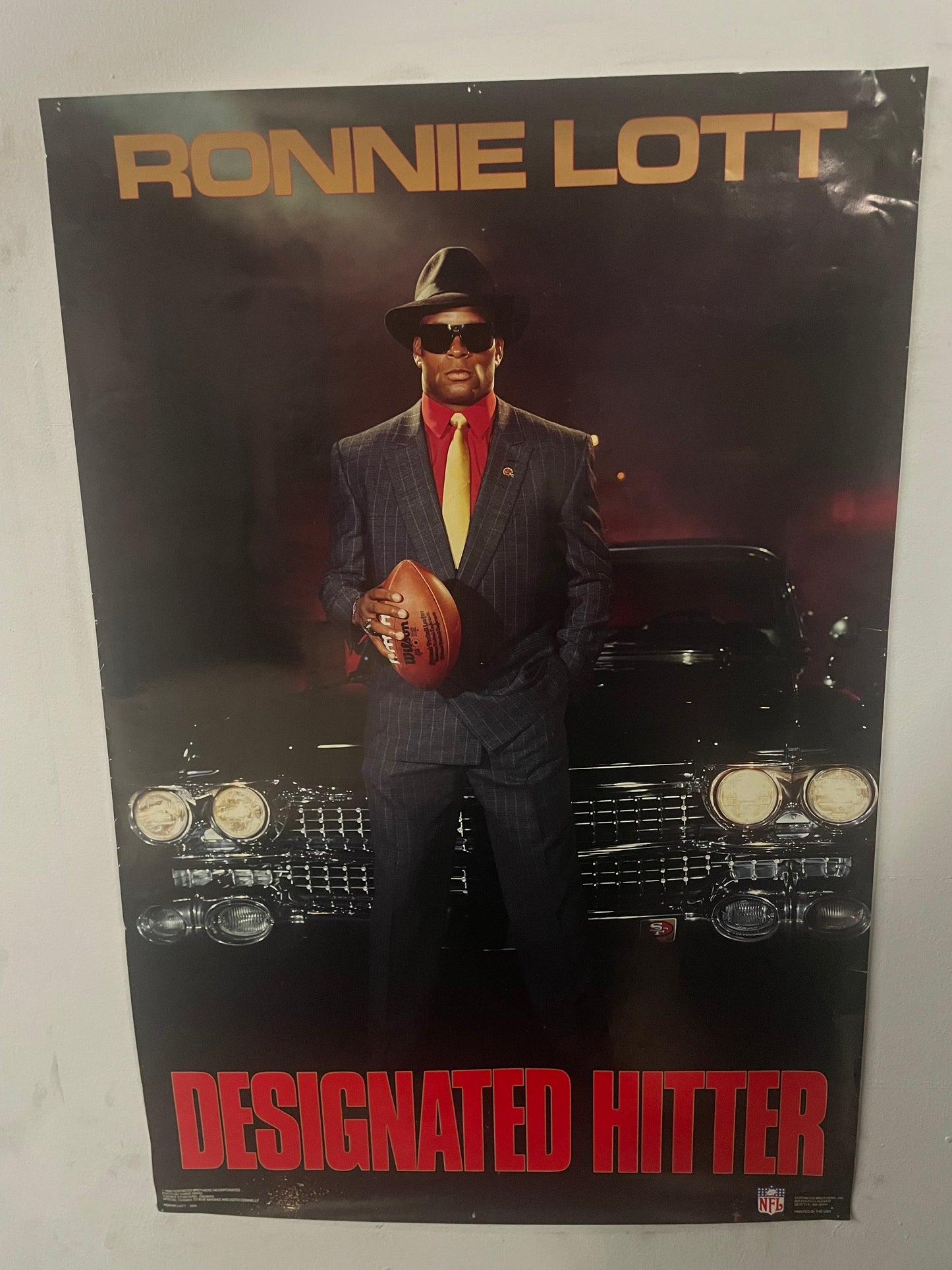 Vintage 1980s Ronnie Lott 49ers designated hitter poster