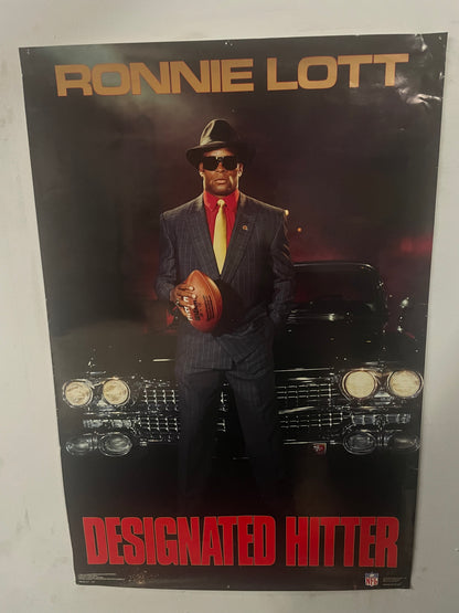 Vintage 1980s Ronnie Lott 49ers designated hitter poster