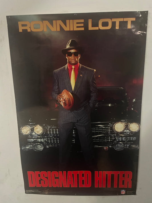 Vintage 1980s Ronnie Lott 49ers designated hitter poster