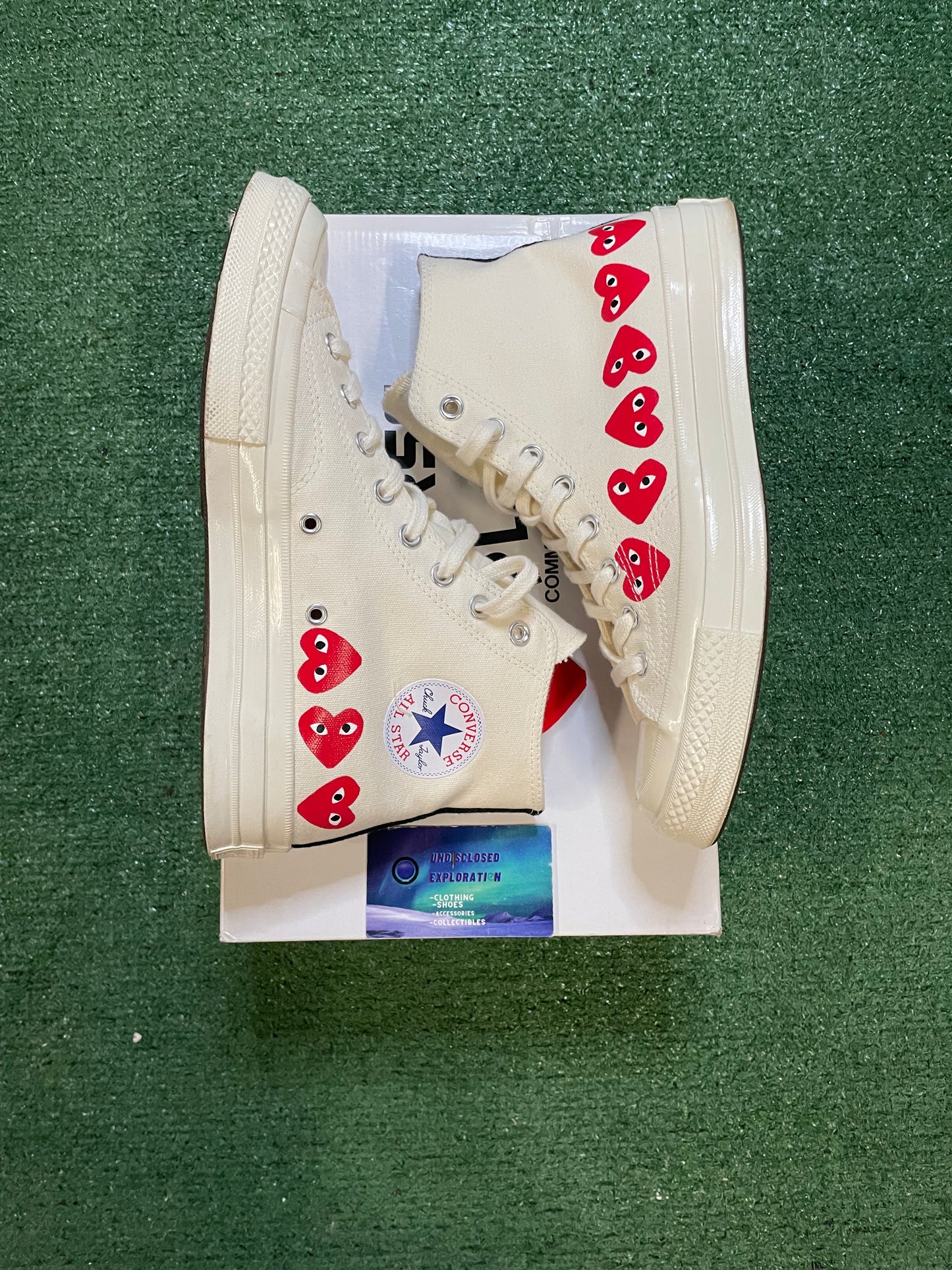 CDG X converse multi heart high top size 8.5men/10women