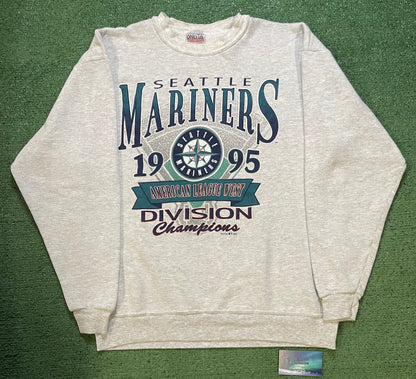 Vintage 1995 Seattle Mariners American League west division champions crewneck
