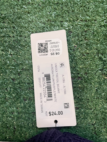 Adidas purple trefoil beanie