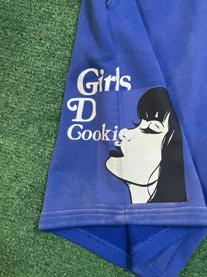 Cookies florist fleece sweatshorts washed blue