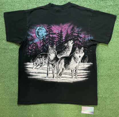 Vintage 1990s Alaska wolves tee