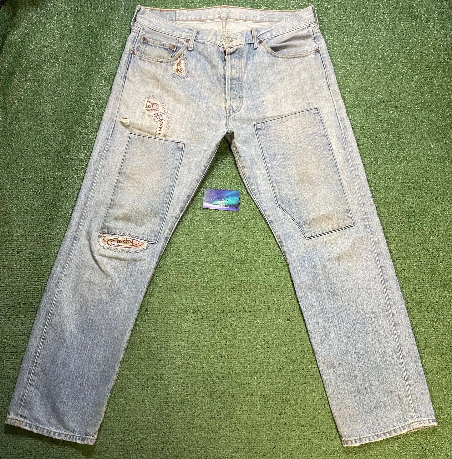 Vintage Levi light wash Vivienne westwood custom jeans