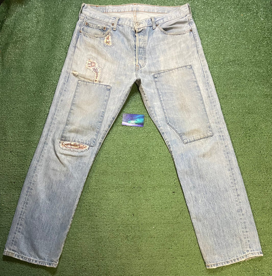 Vintage Levi light wash Vivienne westwood custom jeans