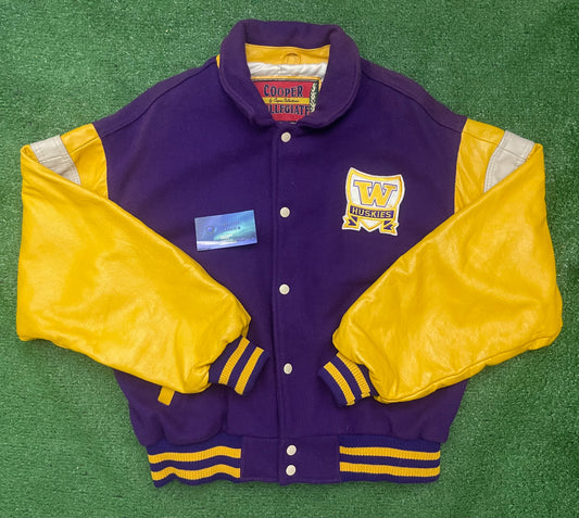 Vintage University of Washington Huskies Leather Varsity Jacket