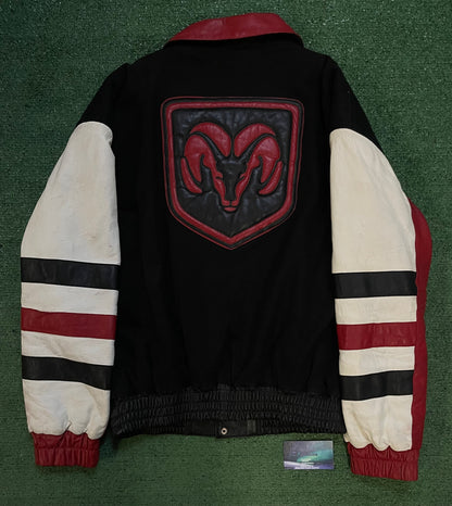 Vintage 2000s Dodge rams suede/leather jacket