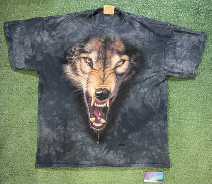 Vintage 1990s Wolf tie dye tee