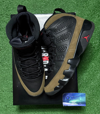 Jordan 9 Olive 10.5 Men/12 Women “Preowned”