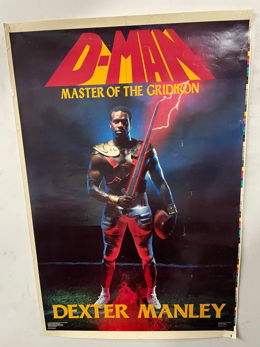 Vintage 1980s D-Man Dexter Manley D-MAN MASTER OF THE GRIDIRON  Redskins poster