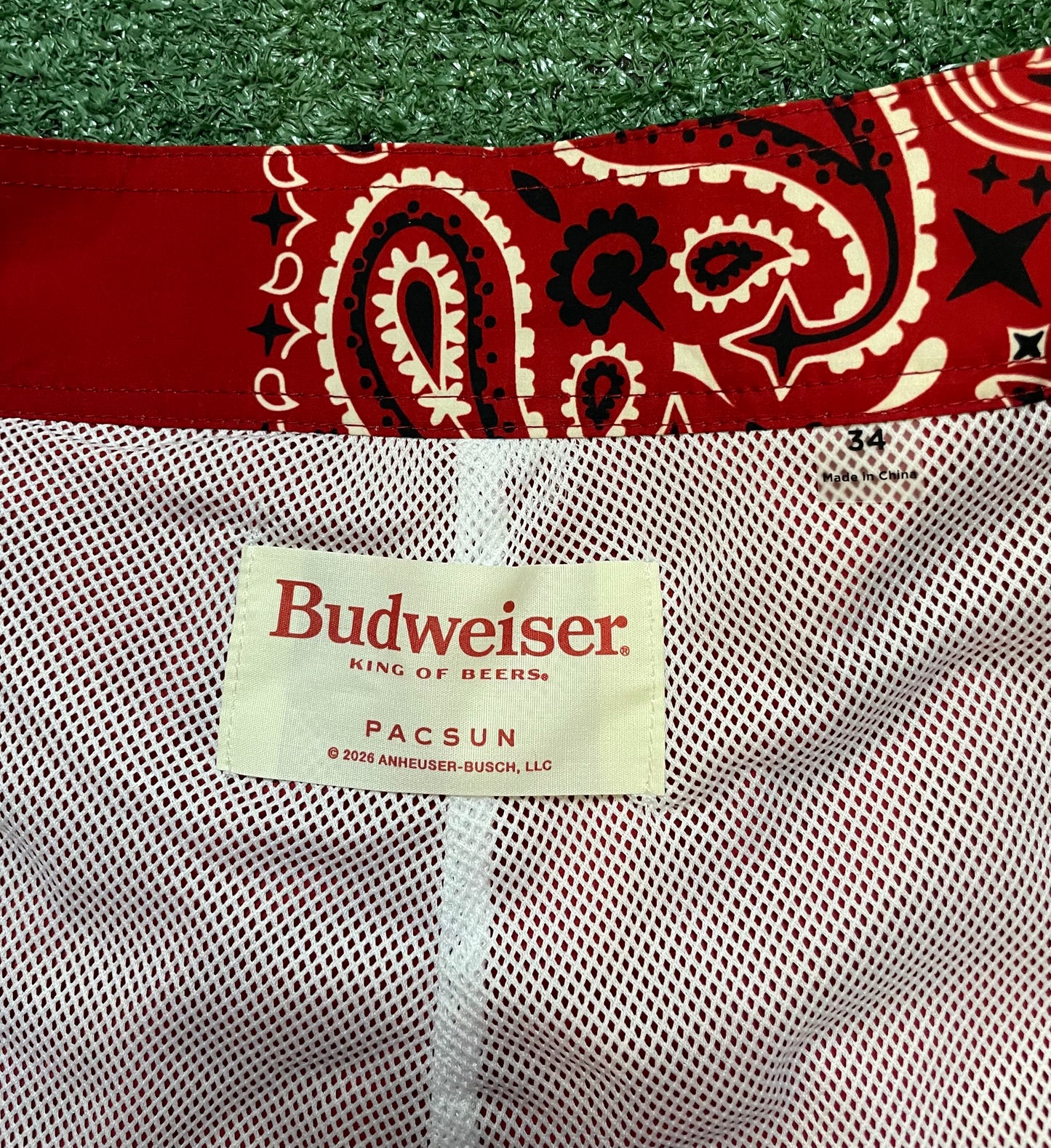 Budweiser king of bud red paisley shorts