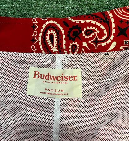 Budweiser king of bud red paisley shorts