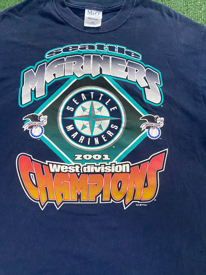 Vintage Seattle mariners 2001 west division champions tee