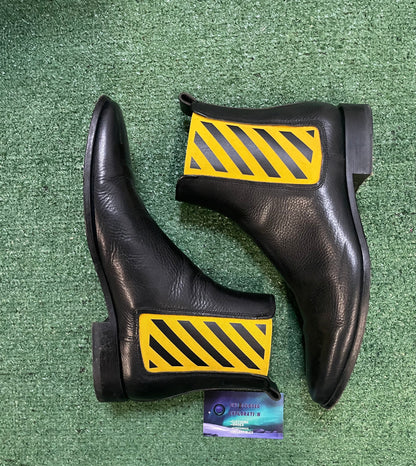 Off White leather diagonal Chelsea boots size 9men/10.5women(EU 42)