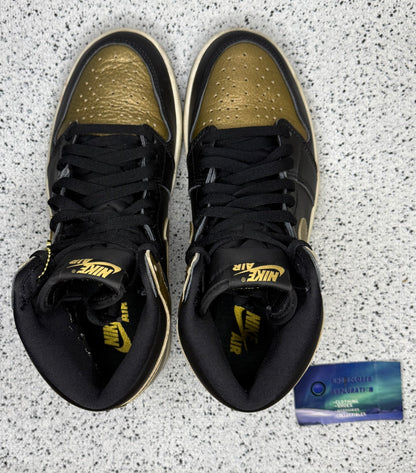 Jordan 1 Black Gold 9 Men/10.5 Women “Preowned”