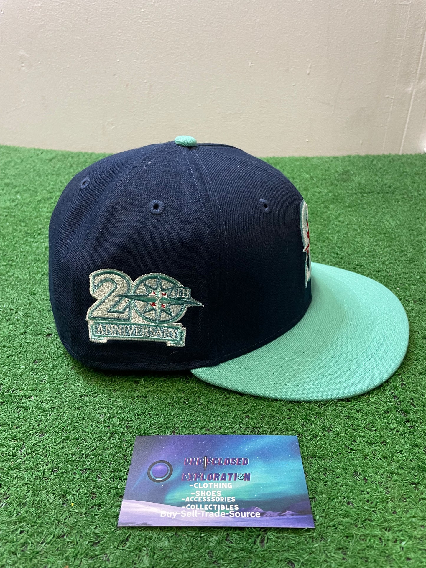 Seattle Mariners navy and teal 20th anniversary  new era fitted hat