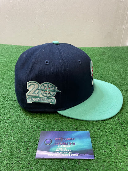 Seattle Mariners navy and teal 20th anniversary  new era fitted hat