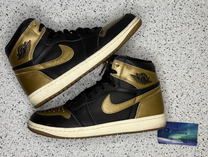 Jordan 1 Black Gold 9 Men/10.5 Women “Preowned”