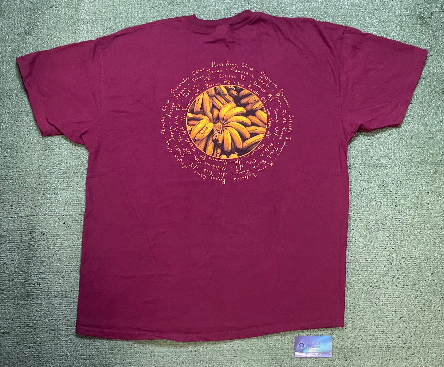 Vintage 2000s deep purple bananas tour tee