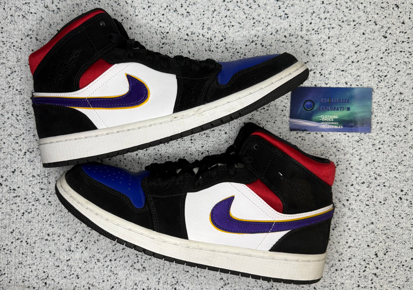 Jordan 1 Mid Lakers Top 3 9.5 Men/11 Women “Preowned”